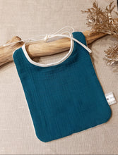 Charger l'image dans la galerie, Bavoir Double gaze bleu paon